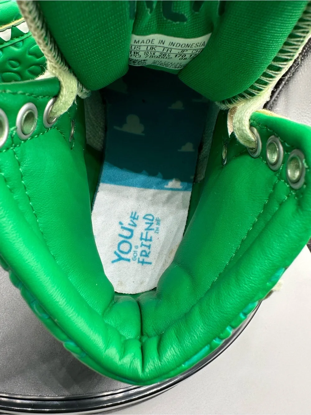 Adidas X Toy Story Top Ten Hi Kids Rex Youth 11C Debossed Scale Green